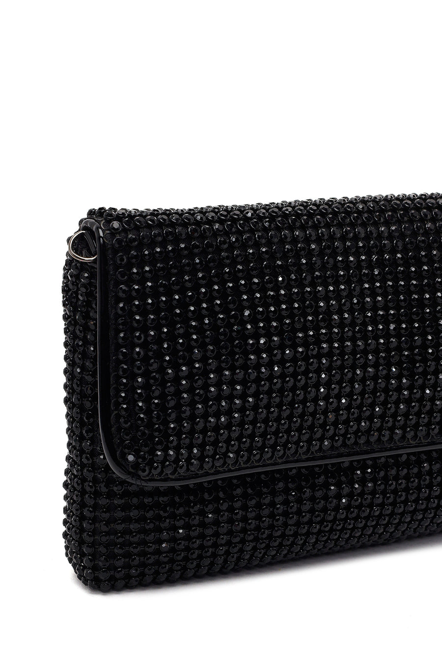 Woman Black Chain-Strap Embellished Evening Mini Clutch Bag
