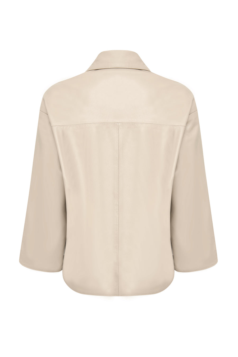 Karen Women's Beige Oversize Leather Jacket