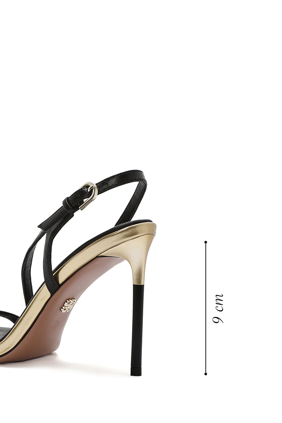 Women's Black Ankle Strap Leather Thin Heel Sandals