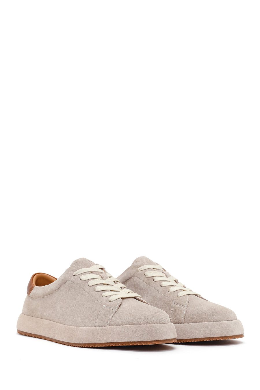 Men's Gray Lace-Up Suede Leather Sneaker