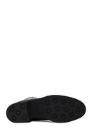 Woman Black Zip Closure Short Thick-heeled Leather Boots | Derimod