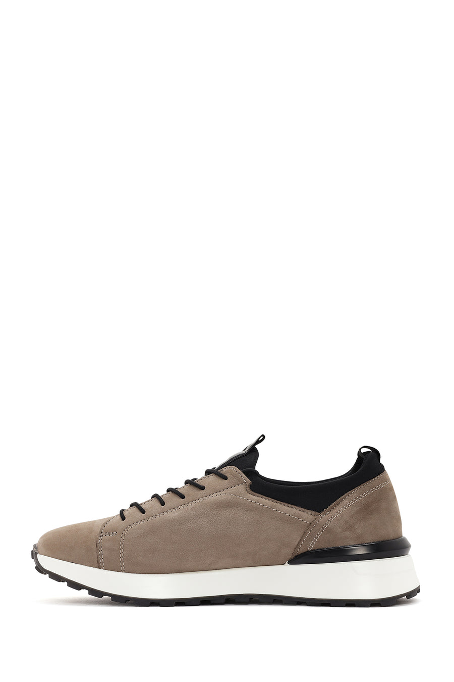 Men's Beige Thick Sole Lace Up Leather Casual Sneaker