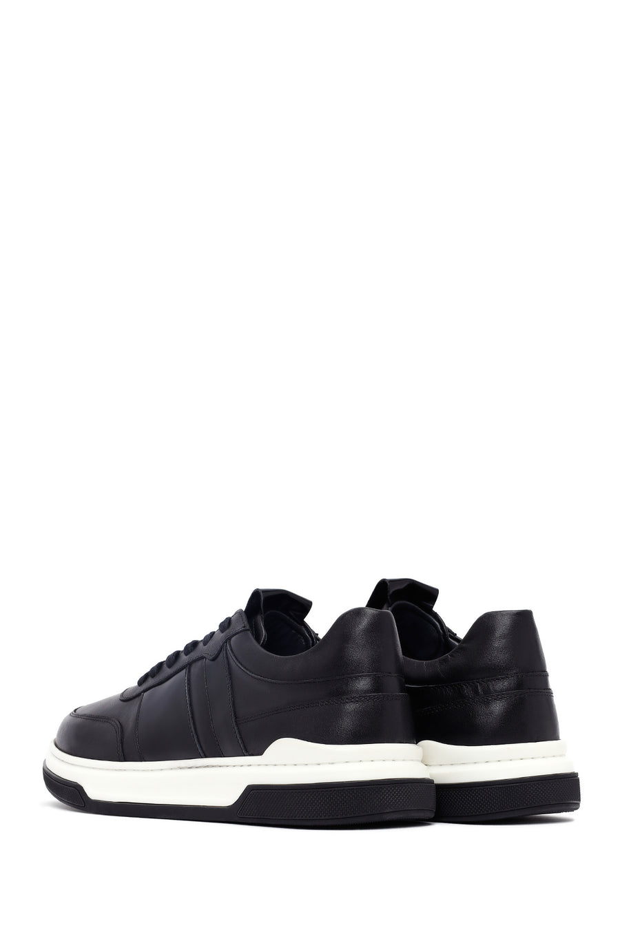 Men's Black Lace Up Leather Sneakers