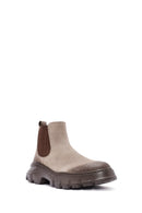 Men's Beige Nubuck Leather Chelsea Boots | Derimod