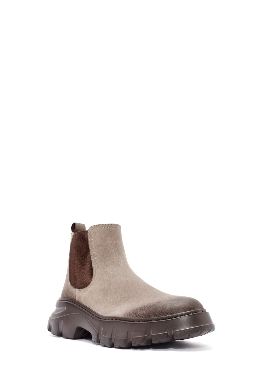 Men's Beige Nubuck Leather Chelsea Boots