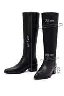 Woman Black Zip Closure Chunky Heeled Leather Boots | Derimod