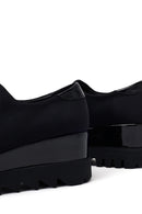 Woman Black Wedge Fabric Shoes | Derimod