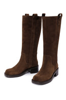 Women's Brown Suede Leather Boots | Derimod