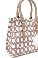 Women's Beige Long Strap Fabric Monogram Patterned Shoulder Bag | Derimod