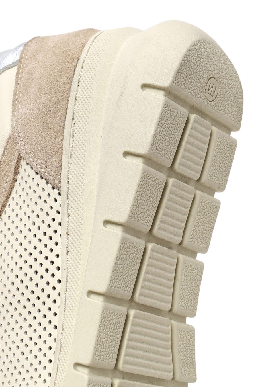 Woman Cream Lace-Up Thick-Soled Leather Comfort Shoes