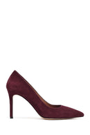 Woman Burgundy Thin-Heeled Suede Stiletto | Derimod