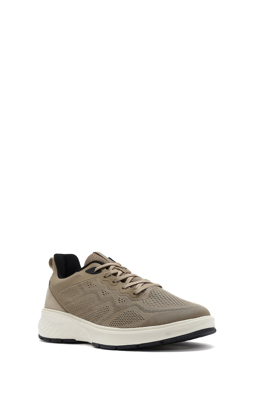 Erkek Bej Bağcıklı Kalın Tabanlı Sneaker