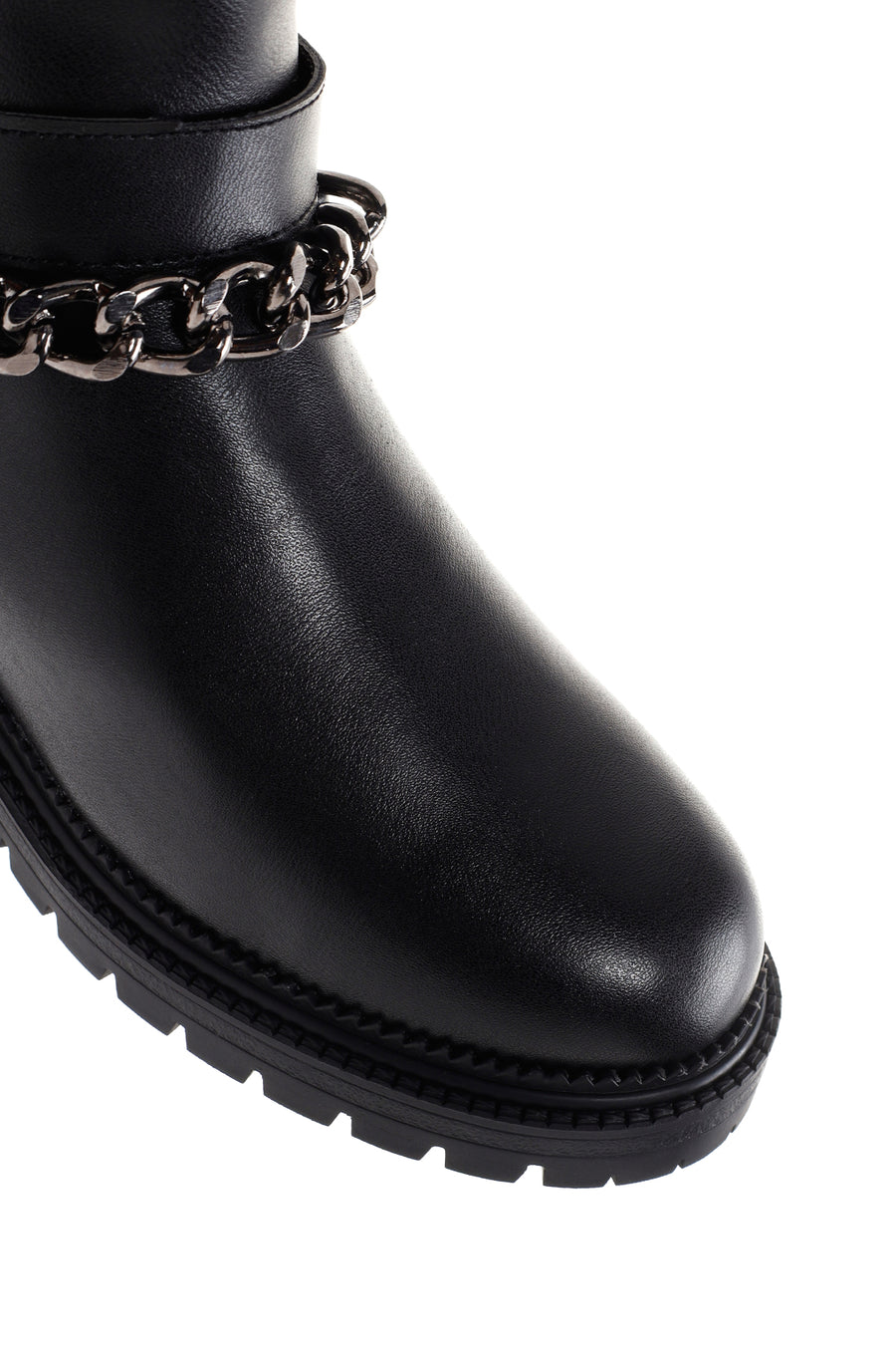 Women's Black Chain Zippered Casual Boots