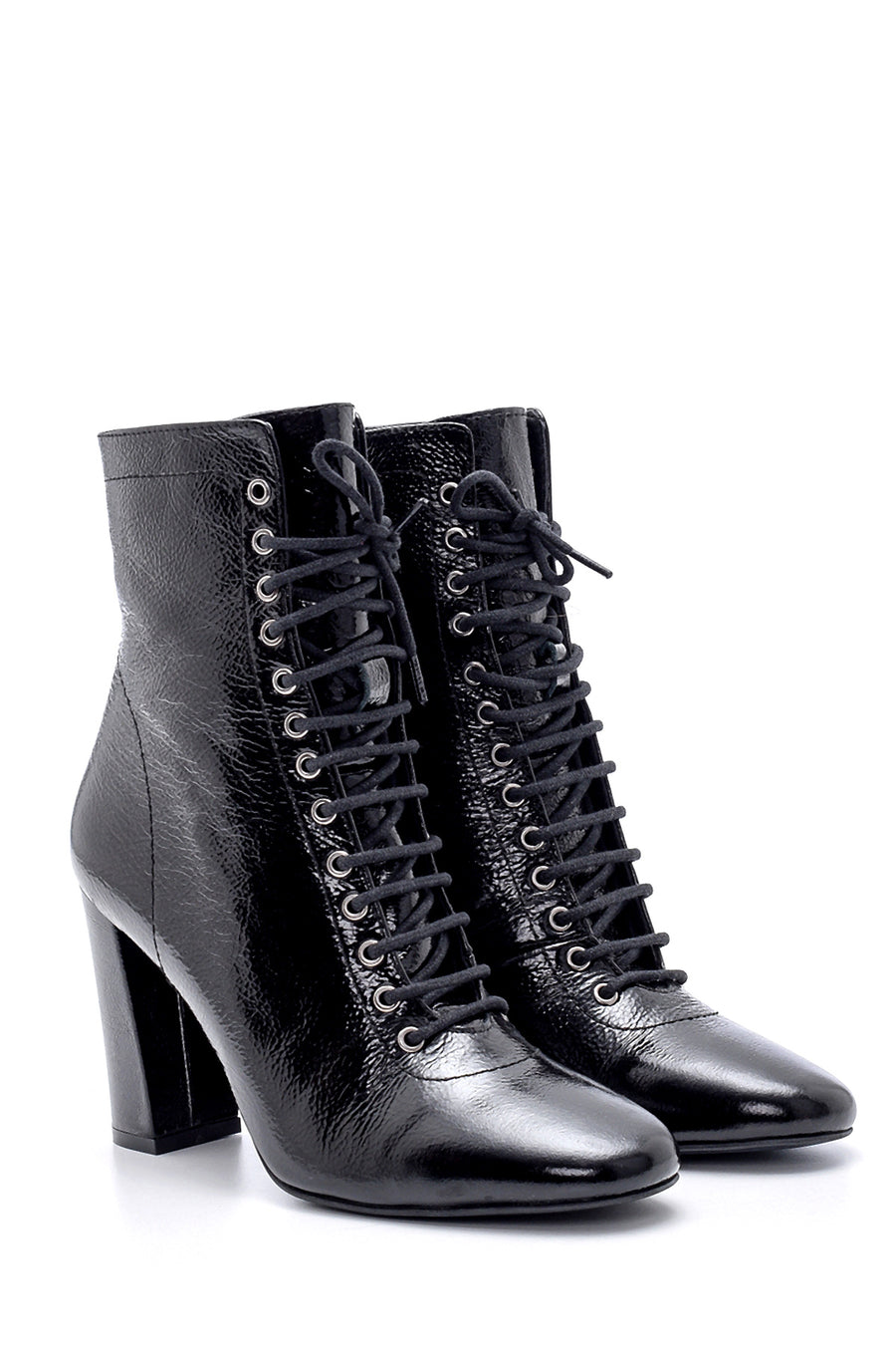 Women's Leather Patent Leather Heeled Boots