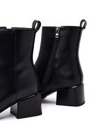 Women's Black Zippered Low Heel Boots | Derimod