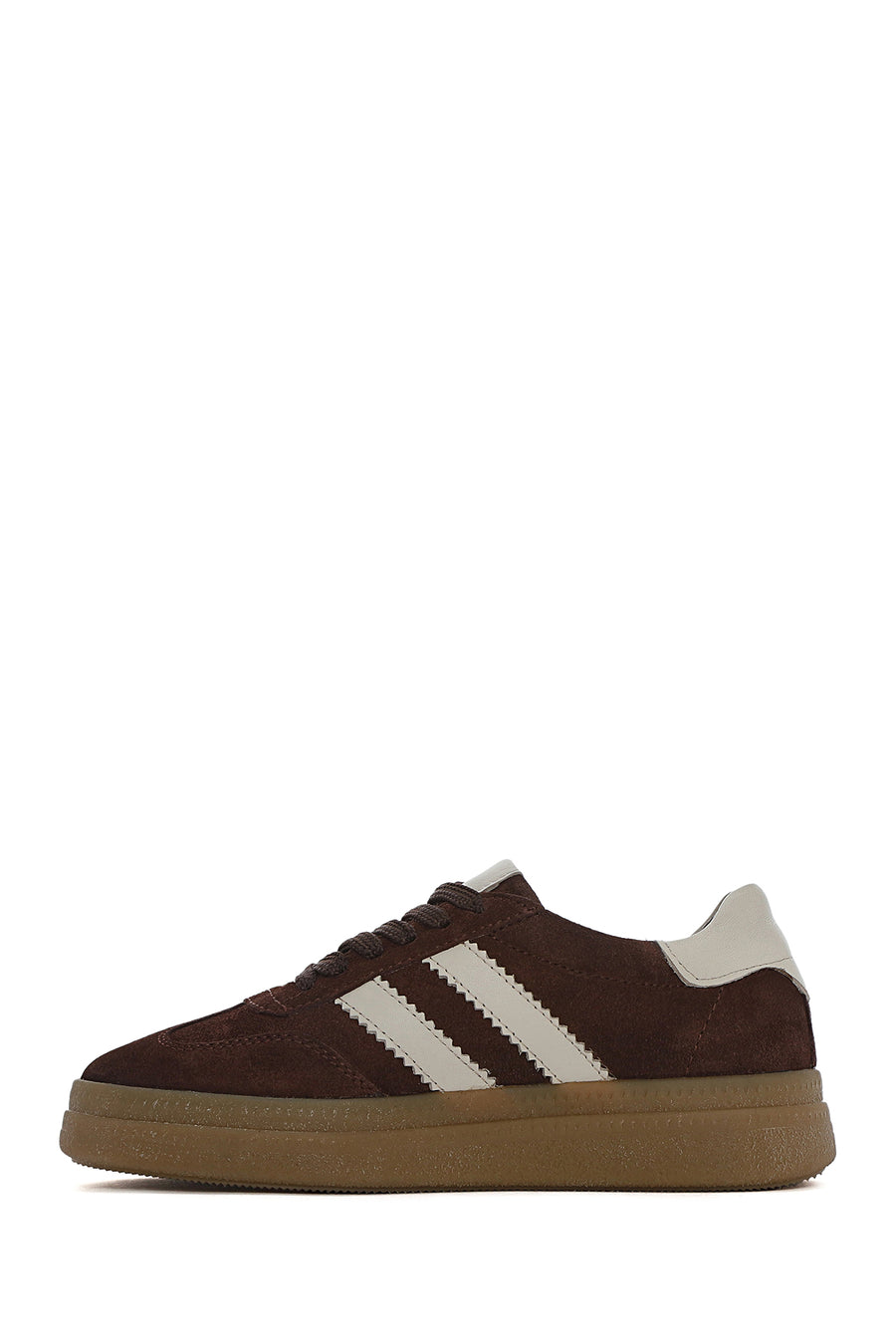 Woman Brown Lace-Up Suede Leather Sneaker
