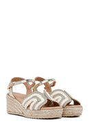 Women's Cream Ankle Buckle Wedge Heel Espadrille Sandals | Derimod