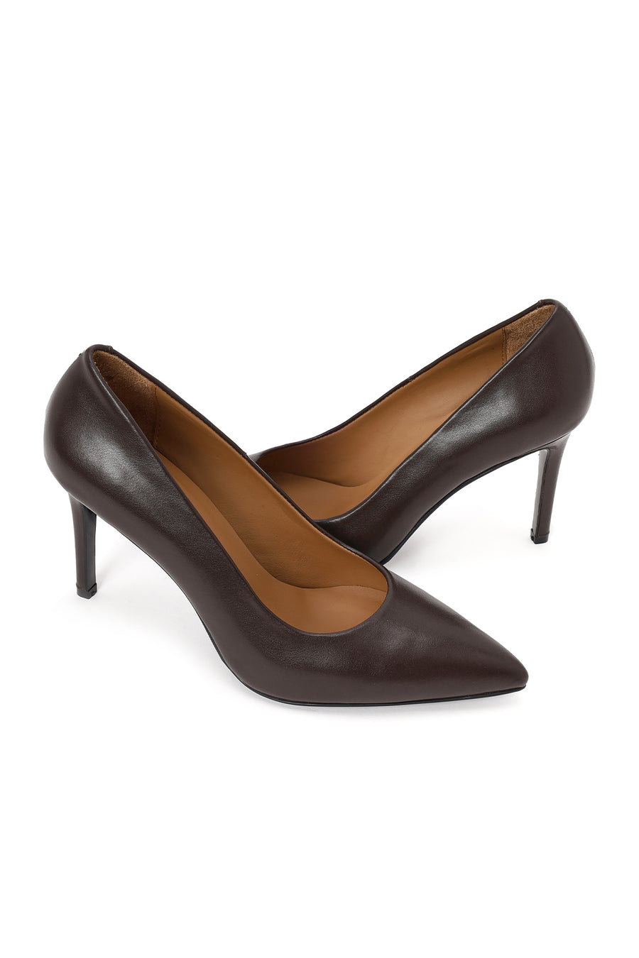 Kadın Kahverengi İnce Topuklu Deri Stiletto