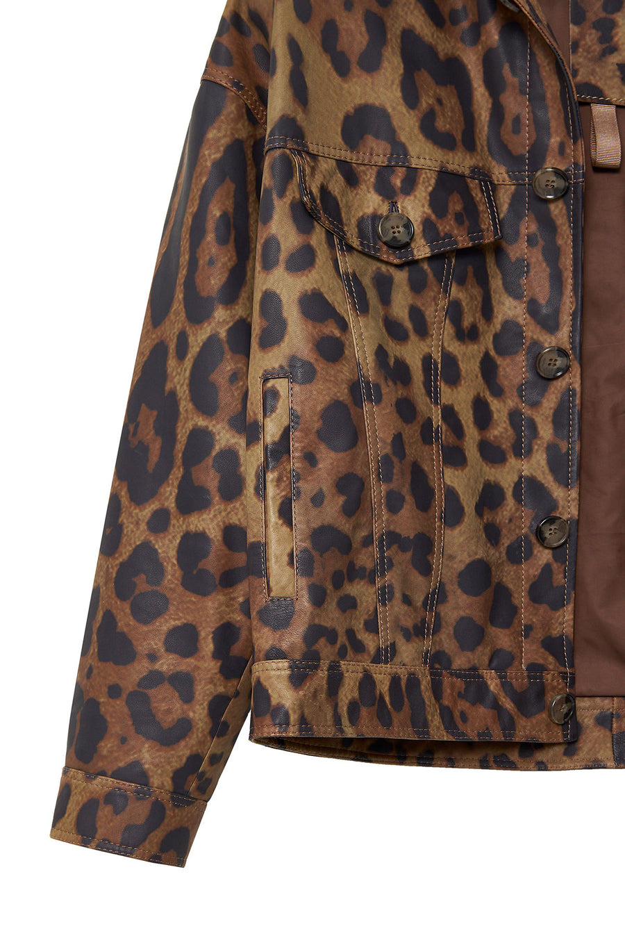 Valenza Women's Brown Leopard Patterned Leather Jacket