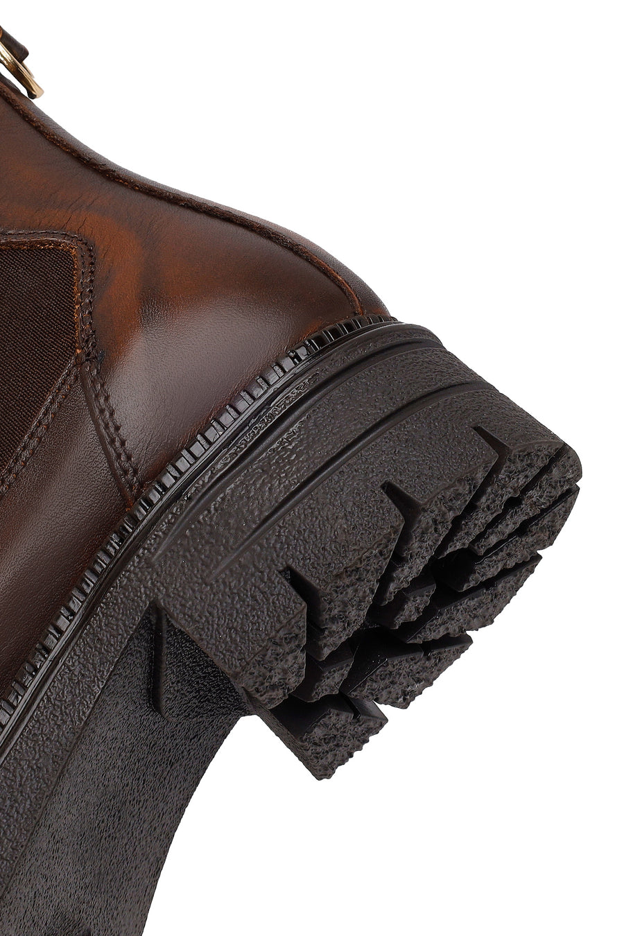 Woman Brown Thick-Soled Leather Chelsea Boots
