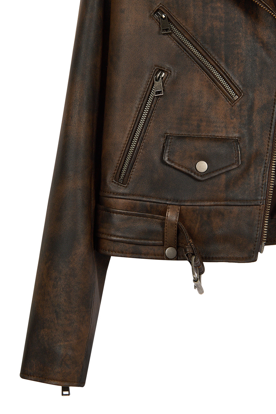 Newage Woman Brown Slim-Fit Biker Leather Jacket