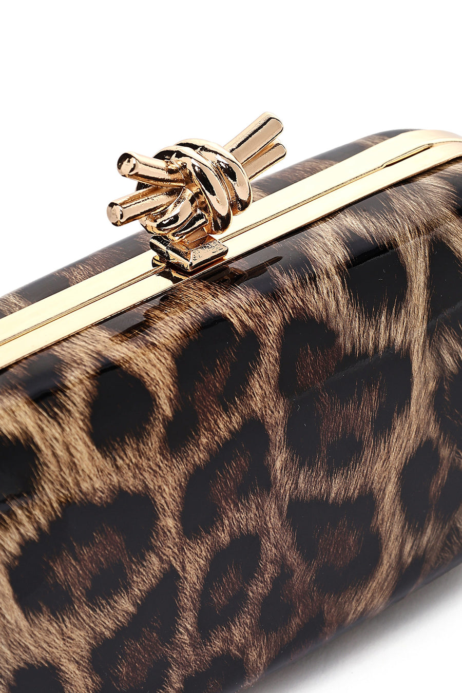 Woman Leopard Print Long Chain Strap Mini Box Evening Bag