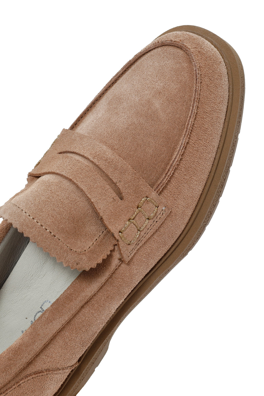 Women's Beige Thick Soled Leather Masculine Loafer