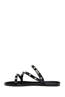 Women's Black Jelly Stone-Embellished Slippers | Derimod