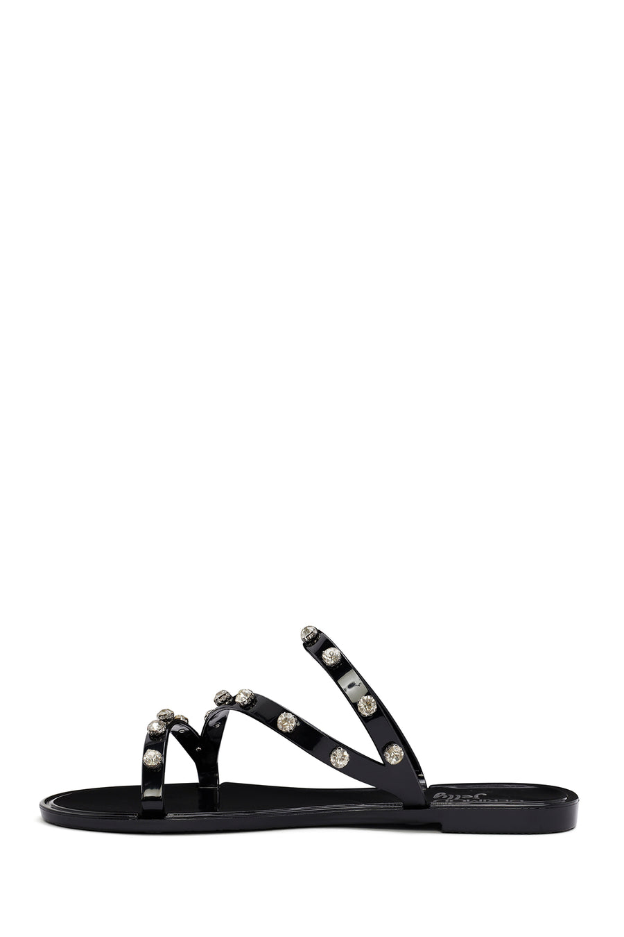 Women's Black Jelly Stone-Embellished Slippers