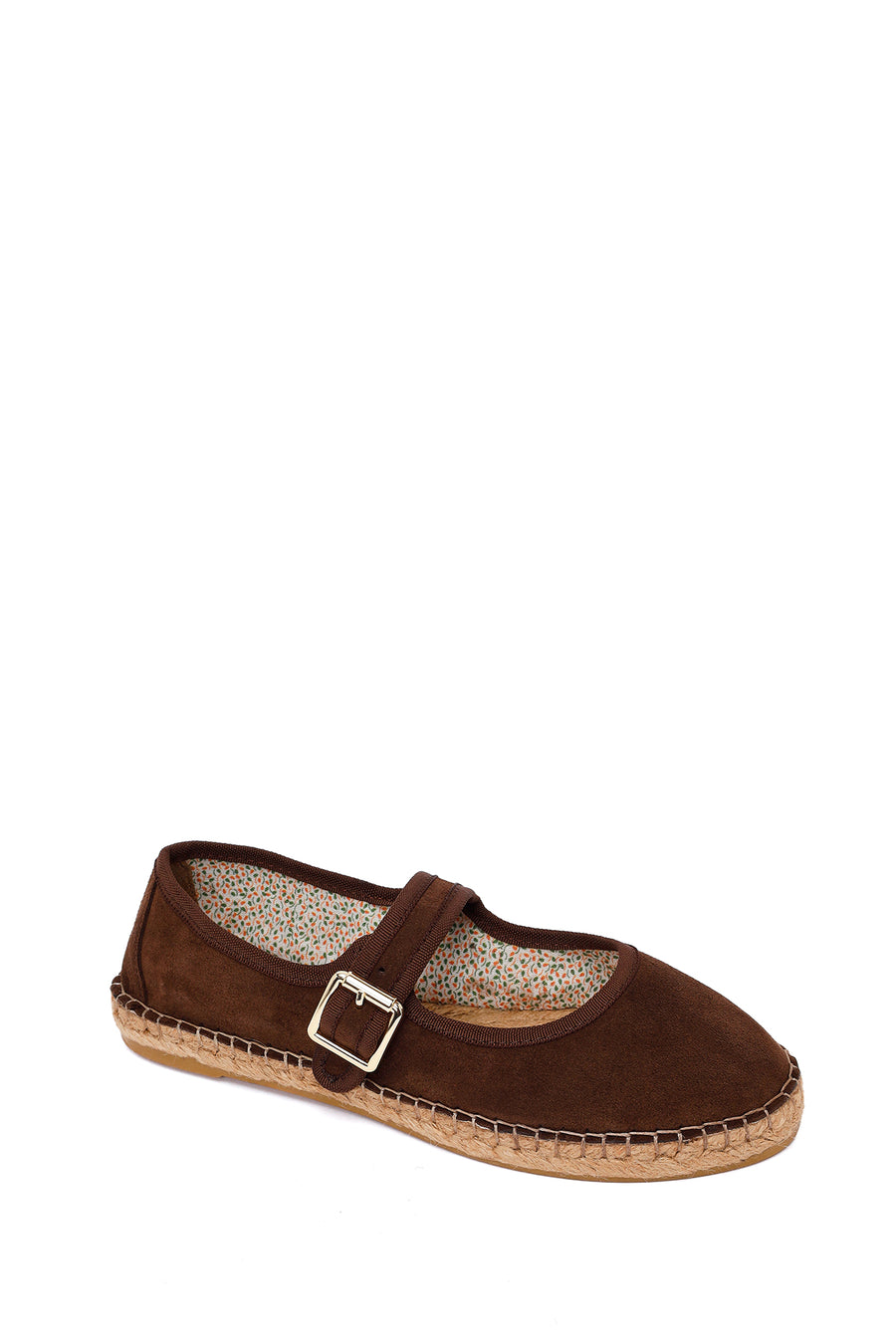 Women's Brown Strap Suede Leather Espadrilles