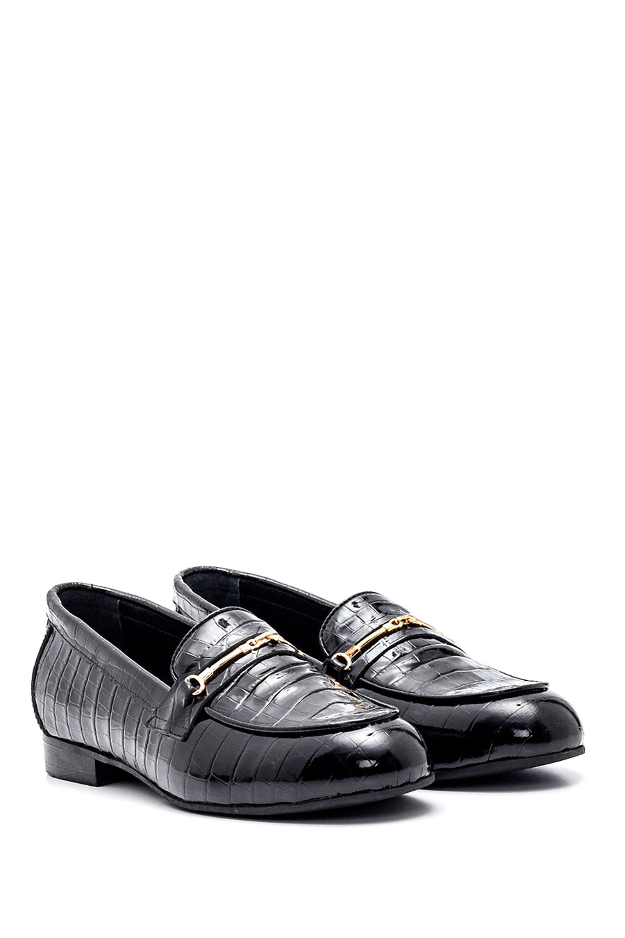 Women's Leather Crocodile Buckle Loafer