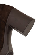 Woman Brown Chunky Heeled Suede Loafer | Derimod