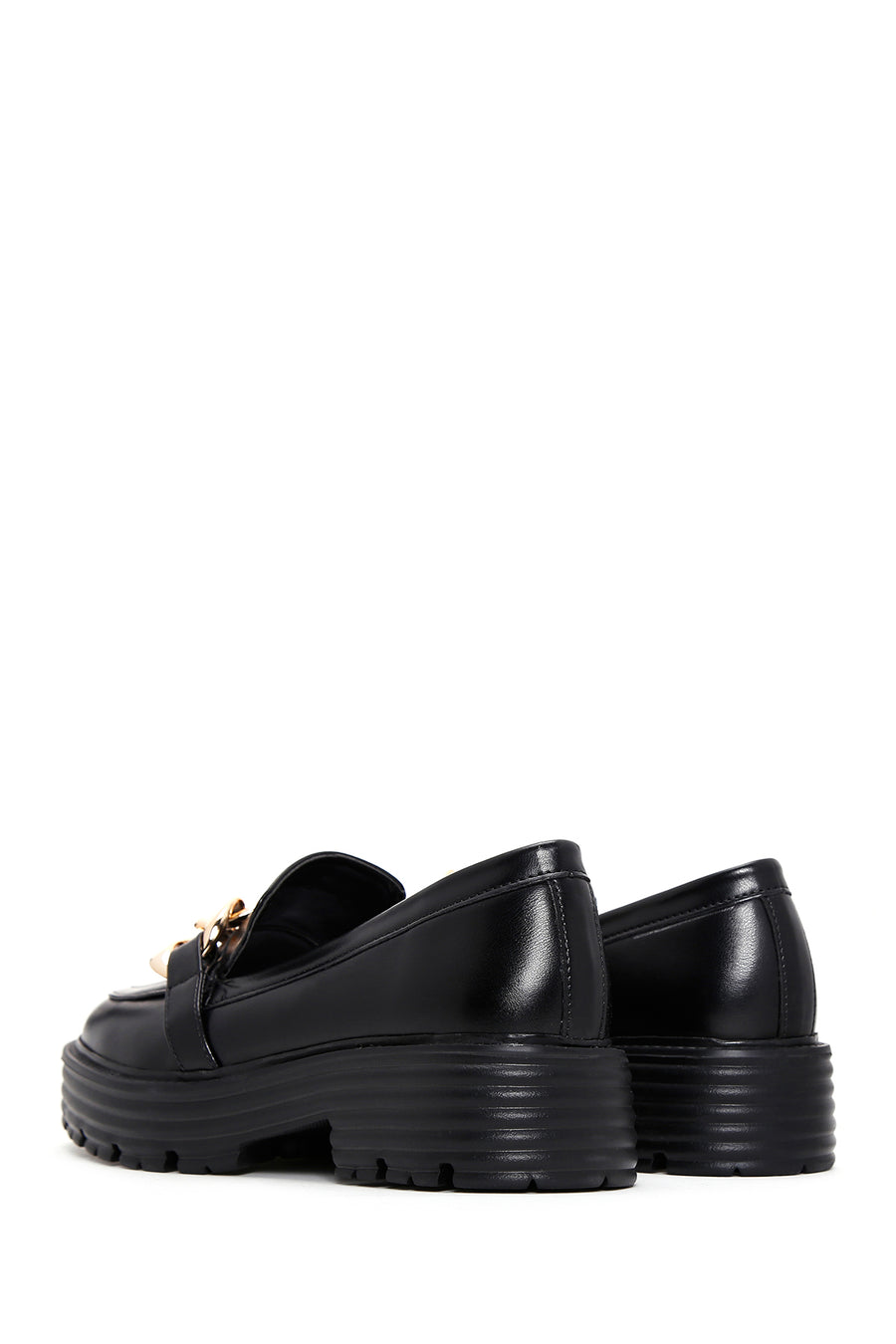 Kadın Siyah Kalın Tabanlı Maskülen Loafer