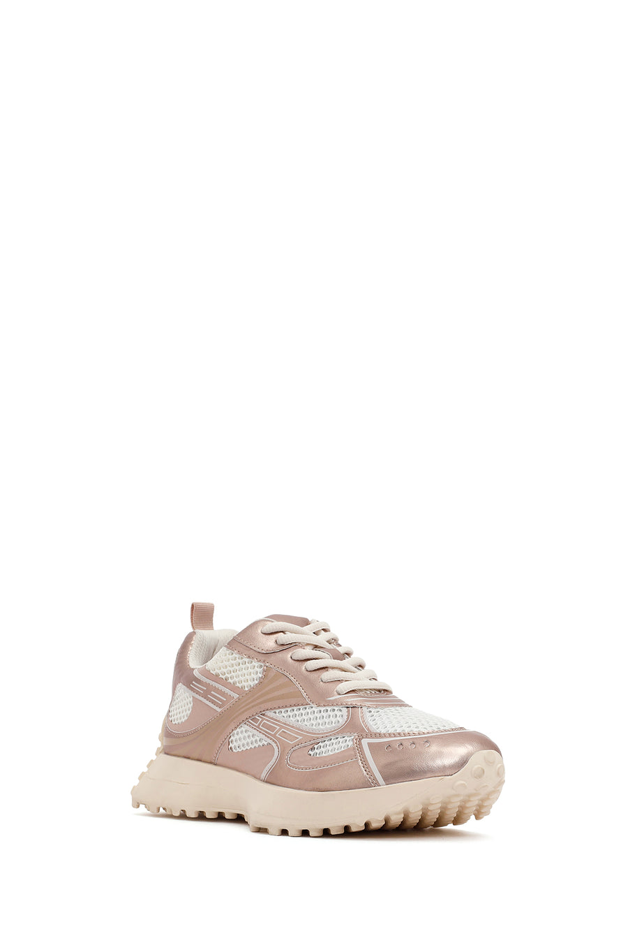 Women's Pink Lace-Up Thick-Soled Sneaker