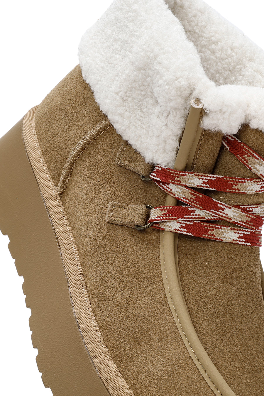 Woman Tan Thick-Soled Suede Leather Teddy Bot