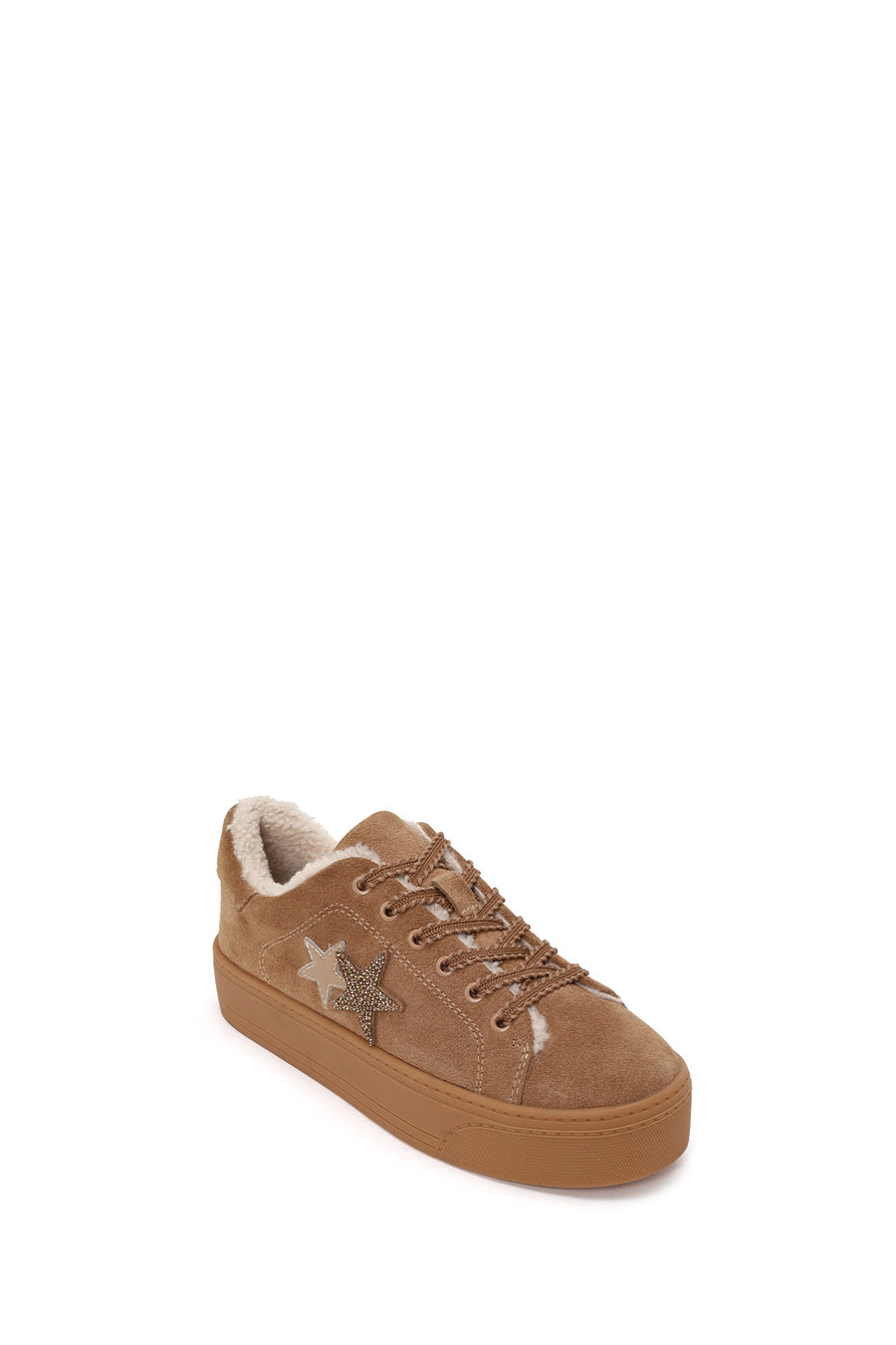 Kadın Camel Bağcıklı Kalın Tabanlı Süet Deri Teddy Sneaker