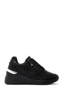 Women's Black Lace-Up Wedge Heel Leather Sneakers | Derimod