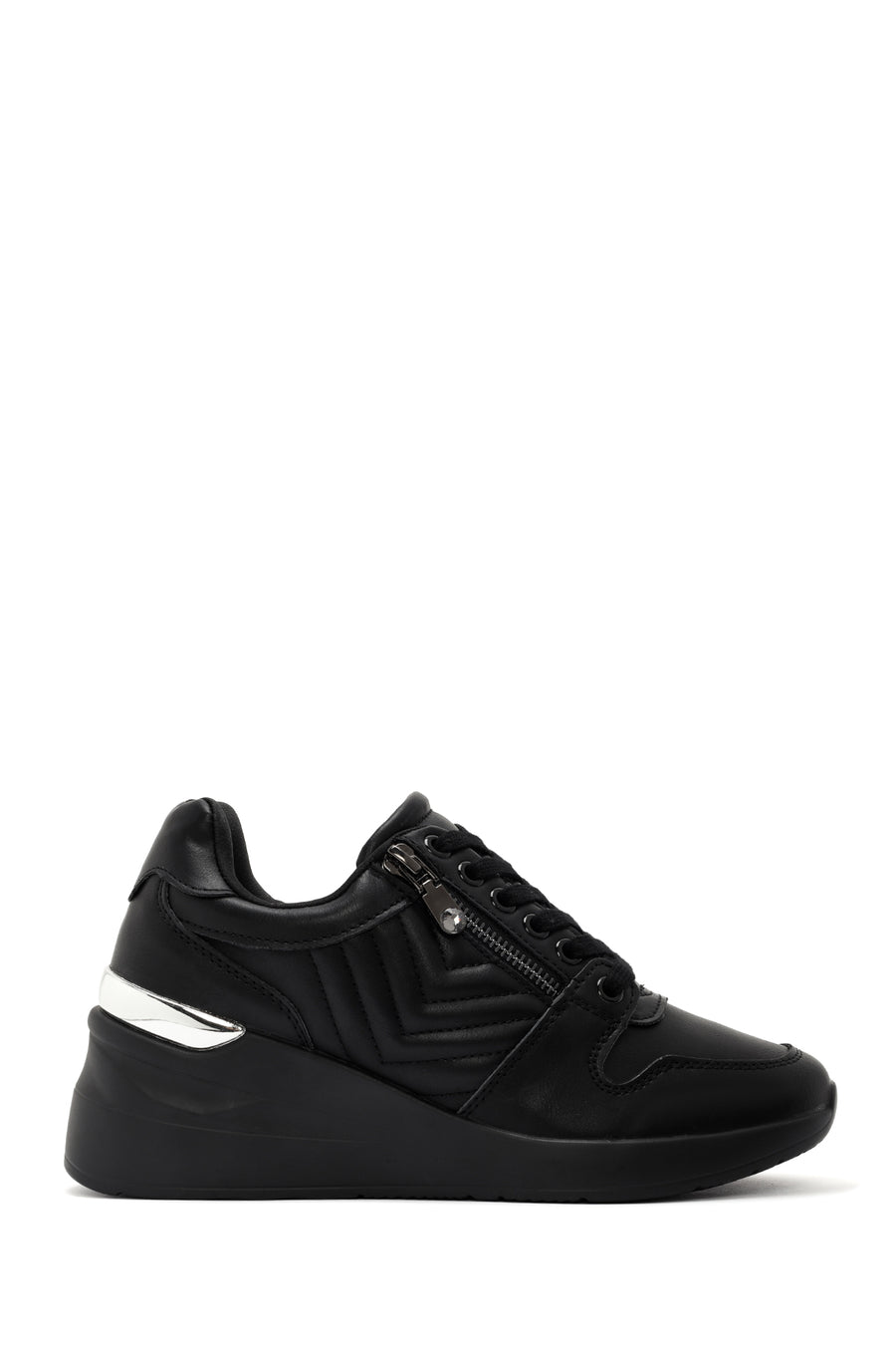 Women's Black Lace-Up Wedge Heel Leather Sneakers 24WFD430918 | Derimod