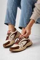 Derimod Studio Women's Beige Lace-Up Thick-Soled Sneaker | Derimod