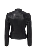 Prima Women's Black Short Leather Jacket | Derimod