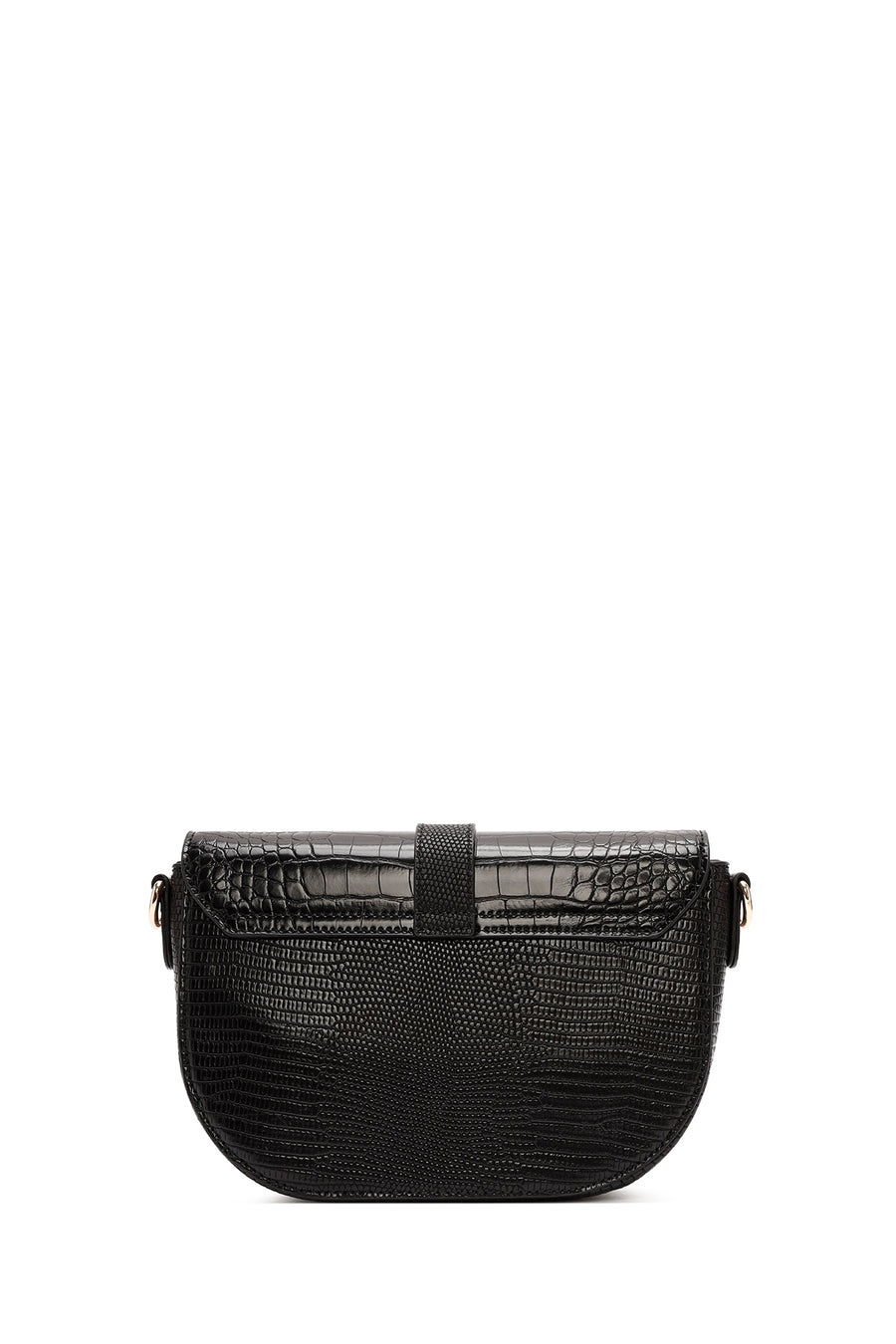 Women's Black Long Strap Crocodile Patterned Shoulder Bag