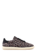 Women's Purple Lace-Up Patterned Suede Leather Sneakers | Derimod