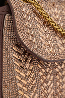 Women's Bronze Long Strap Stone Mini Clutch Evening Bag | Derimod