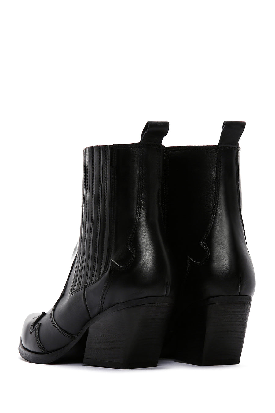 Women's Black Leather Cowboy Western Heeled Boots