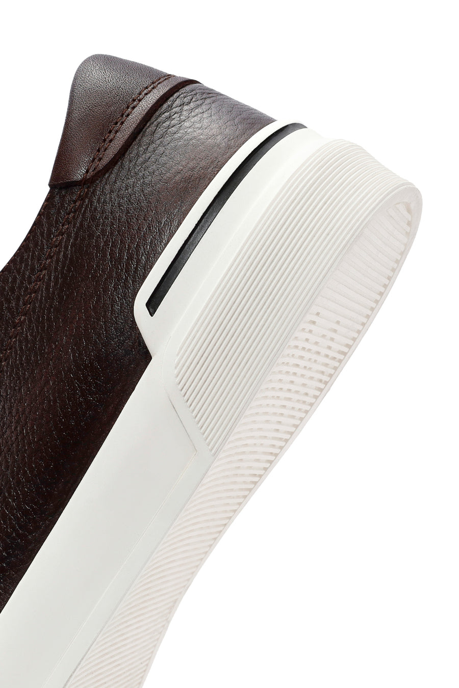 Erkek Kahverengi Bağcıklı Deri Sneaker