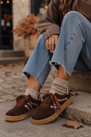 Kadın Kahverengi Bağcıklı Charmlı Süet Deri Sneaker | Derimod
