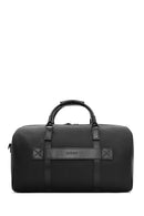 Men's Black Printed Leather Travel Bag | Derimod