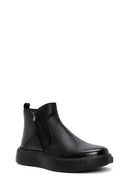 Male Black Zip Closure Thick-Soled Leather Boots | Derimod