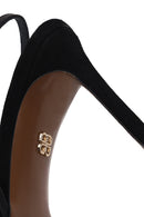 Woman Black Slingback Stiletto Suede Shoes | Derimod