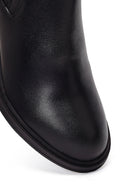 Women's Black Thick Heeled Leather Chelsea Boots | Derimod
